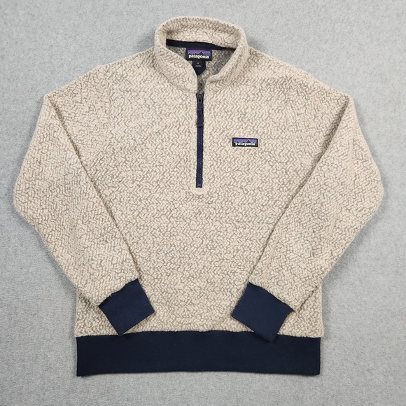 Patagonia Sweaters - Patagonia Woolyester Fleece Womens Small Oatmeal 1/4 Zip Sweater Pullover Wool